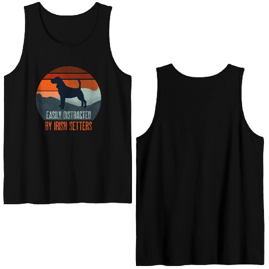 Easily Distracted By Irish Setters Dog Walking Double Sided Tank Tops