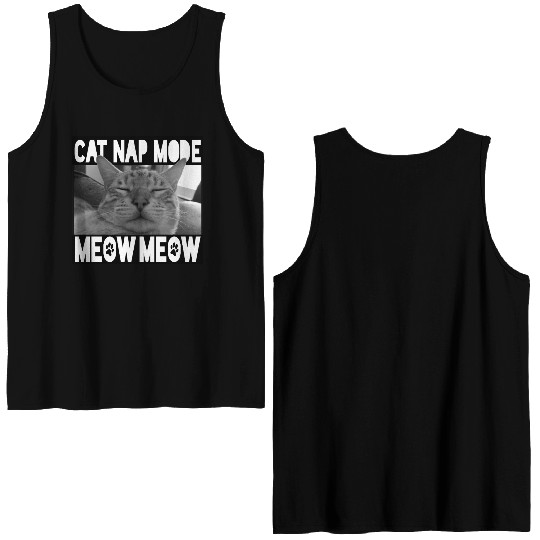 Cute Sleeping Kitty - Meow Meow Double Sided Tank Tops