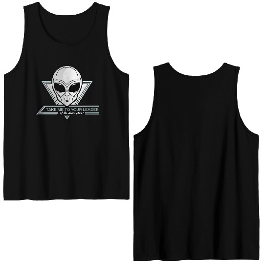 Take Me To Your Leader Alien Rave Retro 2000s Y2K Double Sided Tank Tops