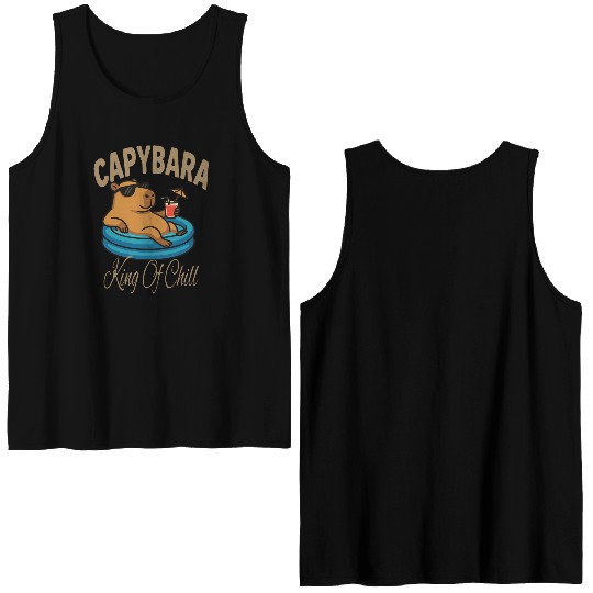 Capybara Chill Vibes King of Relaxation - Animal Double Sided Tank Tops