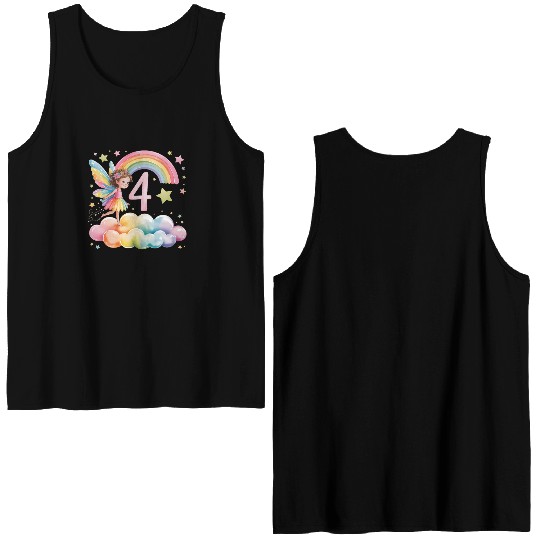 Magical Rainbow Fairy Elf 4th Birthday Girl Double Sided Tank Tops