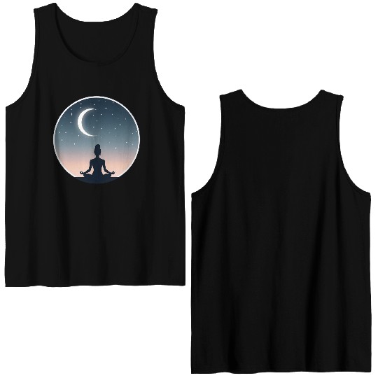 Moonlit Yoga Pose Double Sided Tank Tops