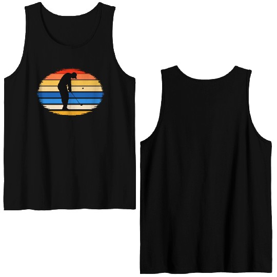 Retro Style Golf Player Silhouette Golf Lover Double Sided Tank Tops
