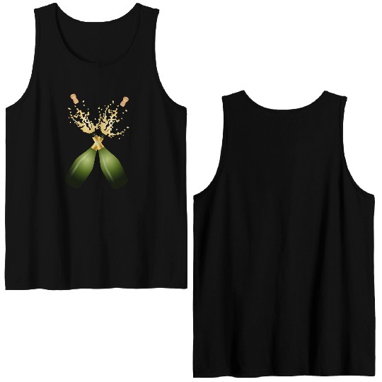 Two Champagne Bottles – for New Year's Eve & Party Double Sided Tank Tops