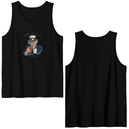 Druncle Sam Funny 4th Of July Druncle Sam Double Sided Tank Tops