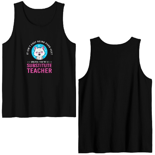 Substitute Teacher Cat Lover Double Sided Tank Tops