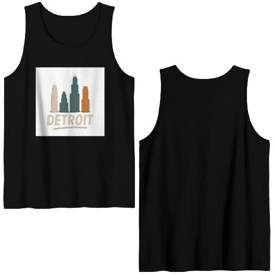 Detroit Skyline Street Vibes Double Sided Tank Tops