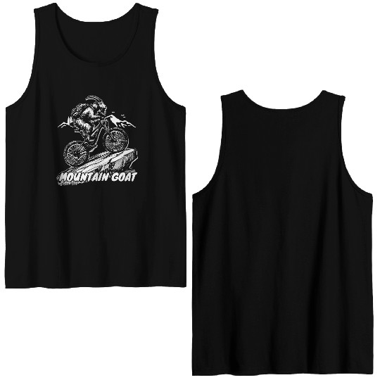 Mountain Goat on Bike Double Sided Tank Tops