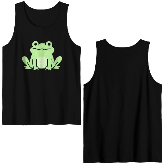 Lime Green Cartoon Frog Design Double Sided Tank Tops