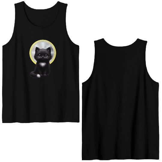 Mystic Midnight Cat  Double Sided Tank Tops