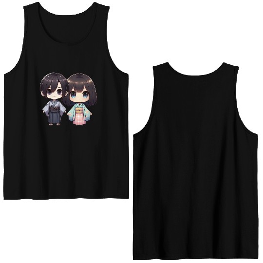 Chibi Kawaii Traditional Kimono Duo Double Sided Tank Tops