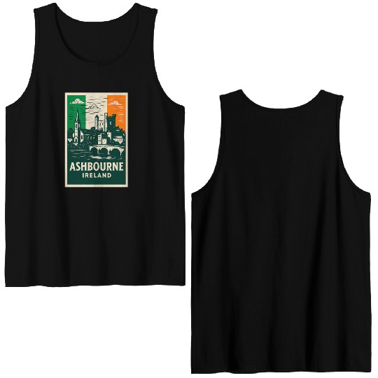 Irish Villagescape with Castle and Church Double Sided Tank Tops