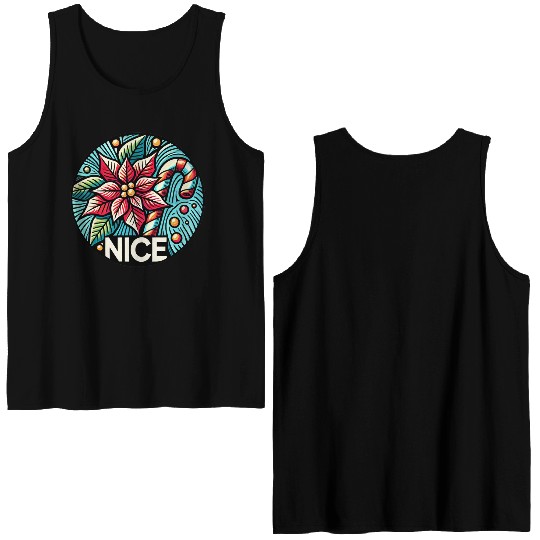 Festive Poinsettia Holiday Patch Double Sided Tank Tops