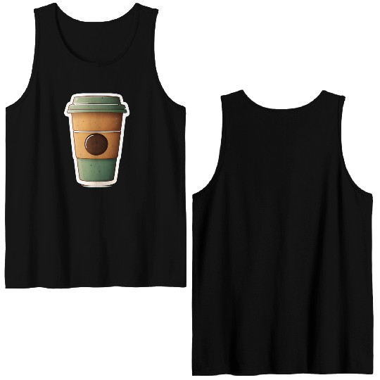 Coffee Cup with Eco-Friendly Green Lid Double Sided Tank Tops