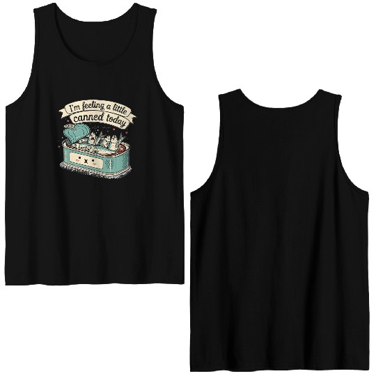 Whimsical Canned Fish Humor Design Double Sided Tank Tops