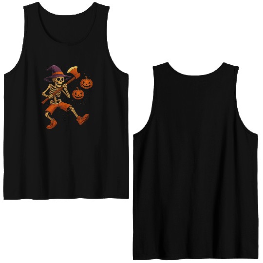 Festive Skeleton Halloween Dancer Double Sided Tank Tops