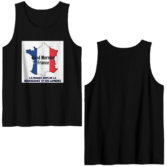 Map of France with Greeting Text Double Sided Tank Tops