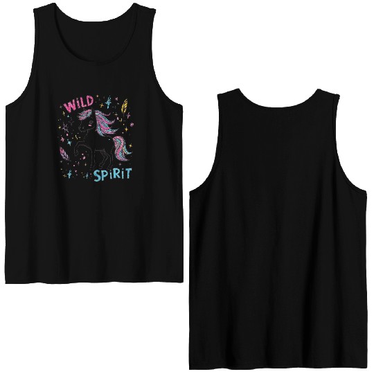 Colorful Wild Unicorn Spirit Design Double Sided Tank Tops