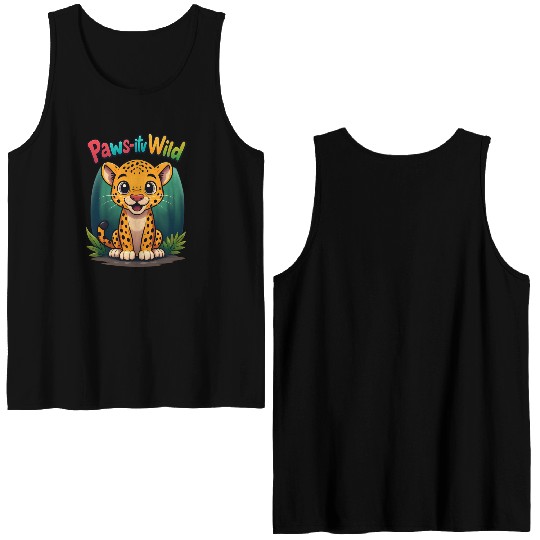 Paws TV Wild Cute Leopard Cartoon Double Sided Tank Tops