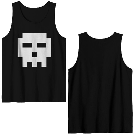 Scott Pilgrim 8-bit Skull Vector Double Sided Tank Tops