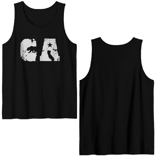California Bear State Abbreviation Double Sided Tank Tops