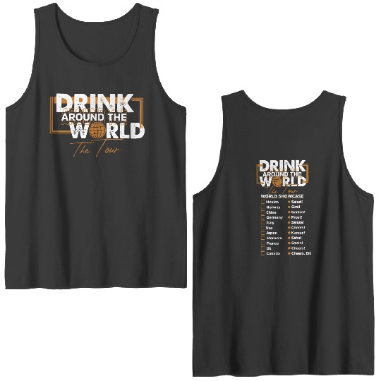 Drinking Around The World Double Sided Tank Tops, Disney Epcot Around The World Double Sided Tank Tops