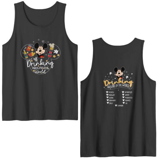 Drinking Around The World  Color Double Sided Tank Tops, Disneyland Drinking Double Sided Tank Tops, Disney Trip Double Sided Tank Tops