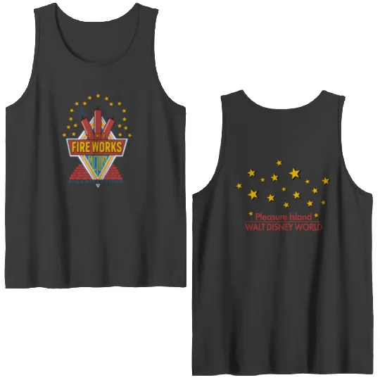 90s The Fireworks Factory Pleasure Island Disney World Souvenir Double Sided Tank Tops 1990s