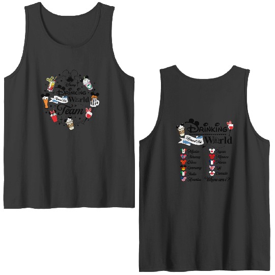 Drinking Around The World Double Sided Tank Tops, Disney Drinking Group Double Sided Tank Tops