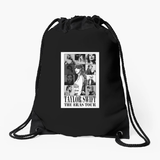 eras tour black and white Drawstring Bags