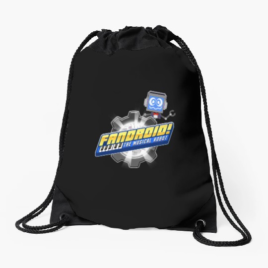 Fandroid Logo with Waving Fandroid Drawstring Bags