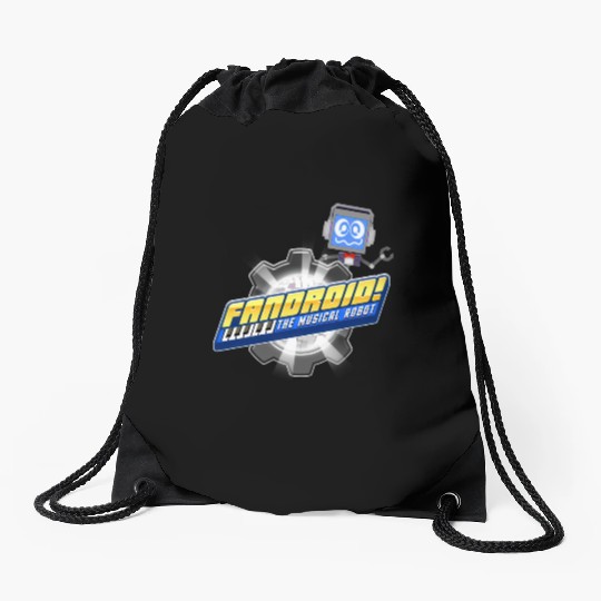 Fandroid Logo with Waving Fandroid Drawstring Bags