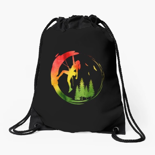 climb climbing rock climbing climber gift Drawstring Bags