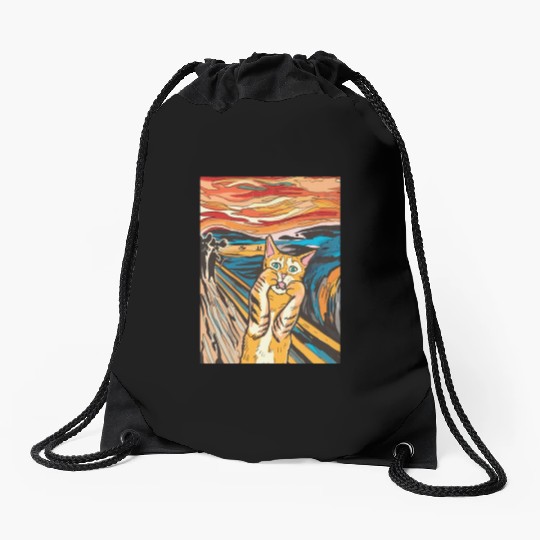 The scream of the cat Drawstring Bags
