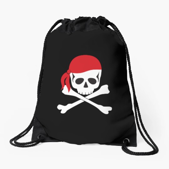 White Skull & Crossbones Drawstring Bags