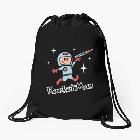 Rocket Man Drawstring Bags