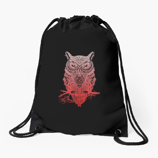 owl bird Drawstring Bags