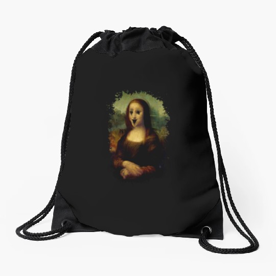 Haunted Mona Lisa Drawstring Bags