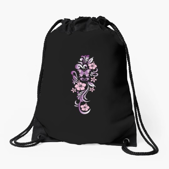 darr butterfly flower des Drawstring Bags