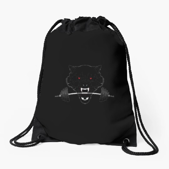 weight lifting wolf clear Drawstring Bags