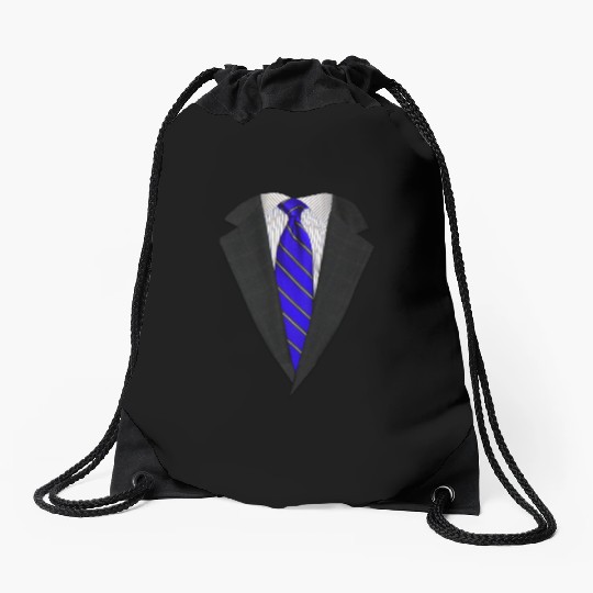Suit and Neck Tie Real Blue Drawstring Bags