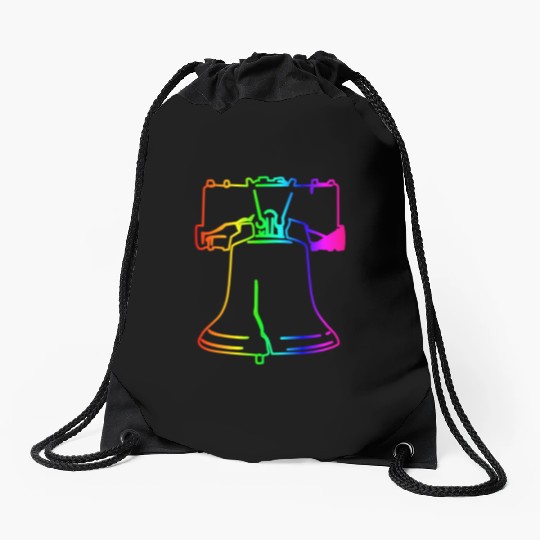 Rainbow Liberty Bell Drawstring Bags