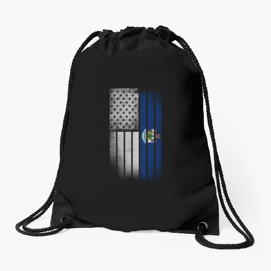 USA Vintage Maine State Flag Drawstring Bags