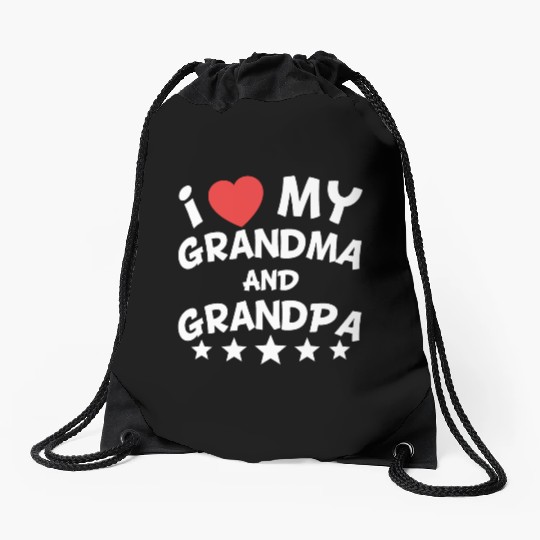 I Heart My Grandma And Grandpa Drawstring Bags