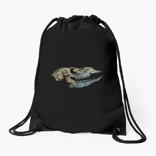 cow skull Drawstring Bags