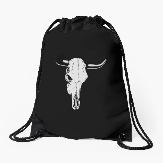 buffalo skull Drawstring Bags