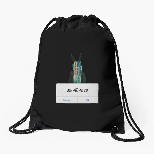 DONNIE DARKO COUNT DOWN TIME ALERT WITH BUNNY MAN Drawstring Bags