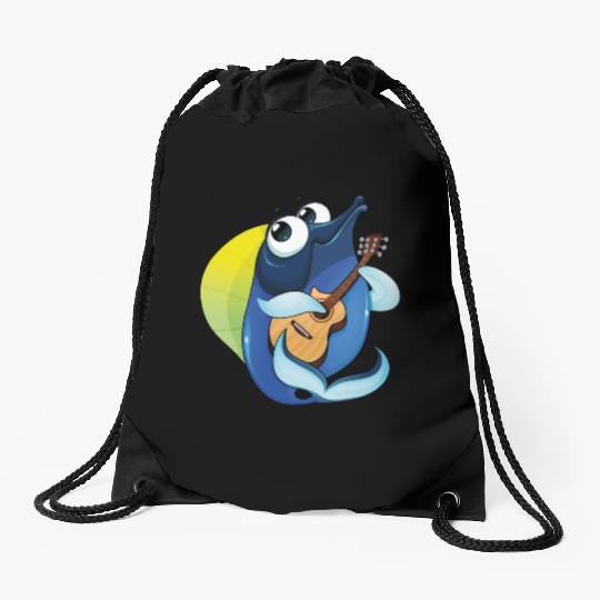 guitarist fish Drawstring Bags