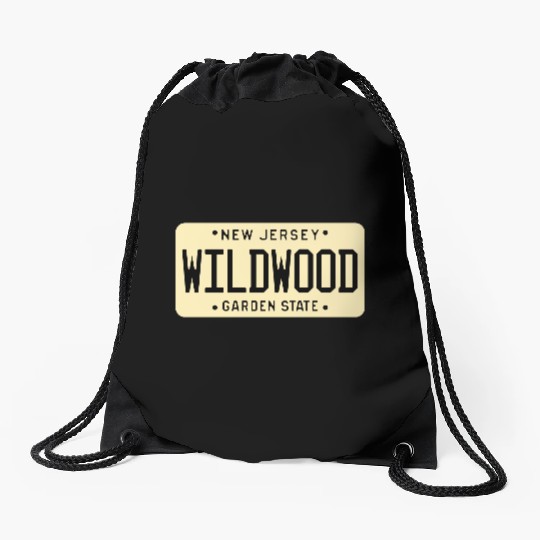 Wildwood New Jersey License Plate Drawstring Bags