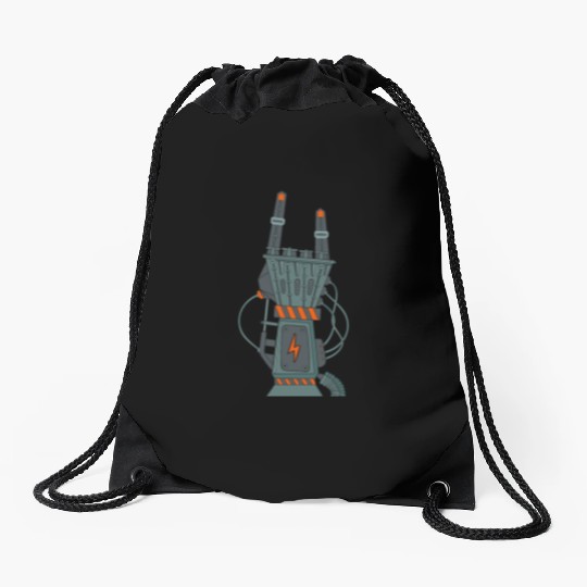 hard rock horns robot Drawstring Bags